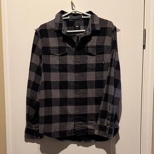 Vans Black and Gray Plaid Button-Up Shirt